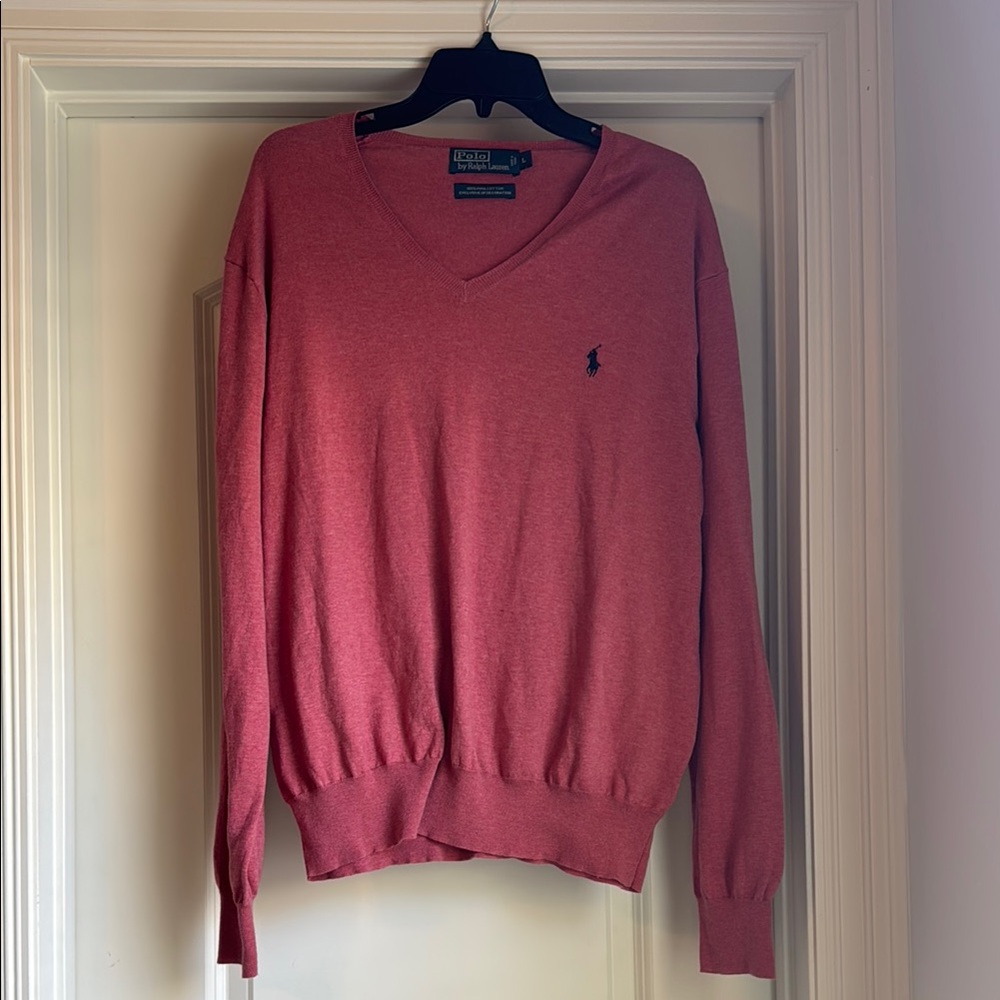 Polo by Ralph Lauren Men's Classic Red V-Neck Sweater